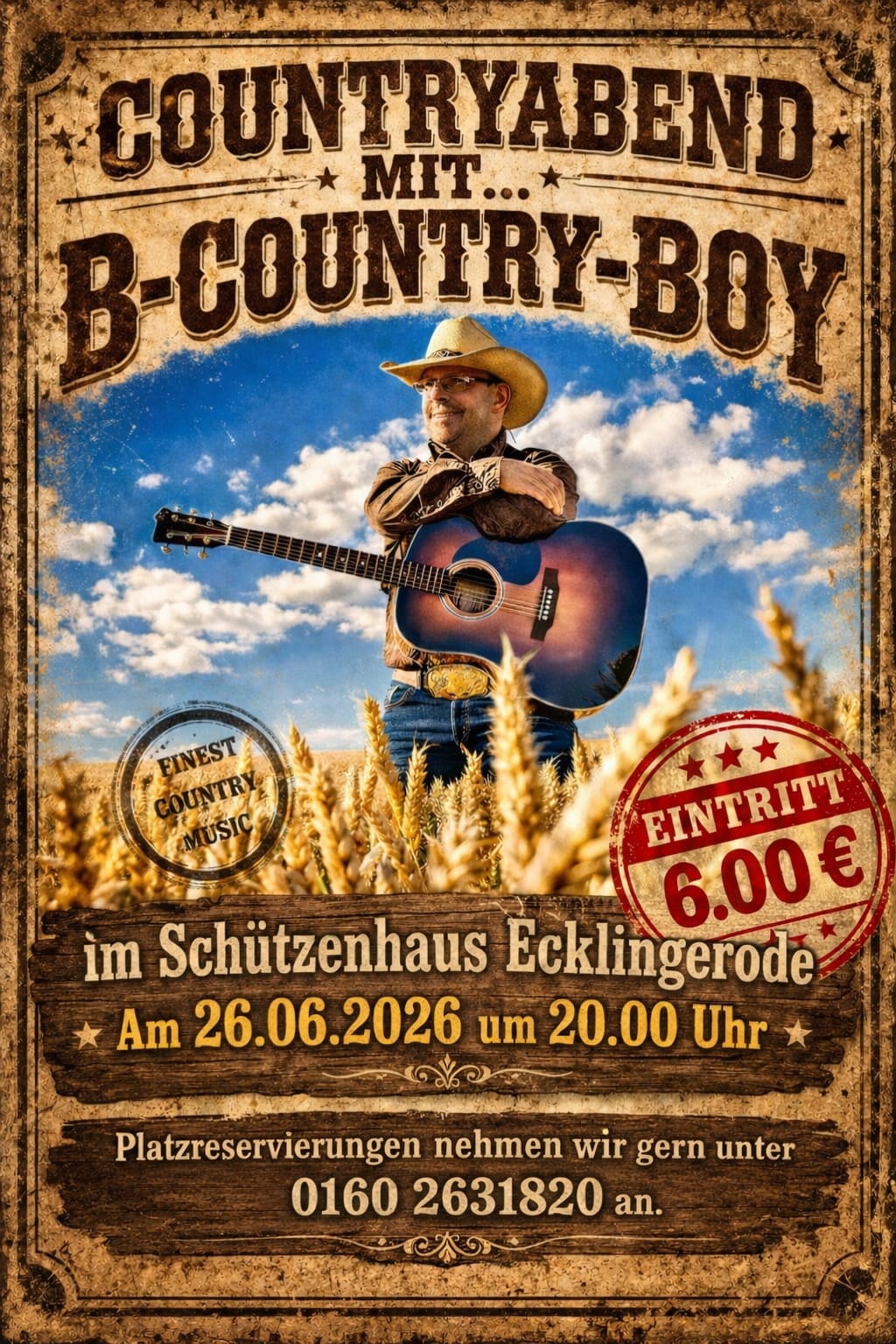Cover: Countryabend mit B-Country-Boy im Schützenhaus Ecklingerode